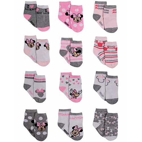Disney Baby Girls Socks - 12 Pack Soft Newborn Baby Socks with Disney Character Prints - Cute Newborn and Infant Socks, 0-24M