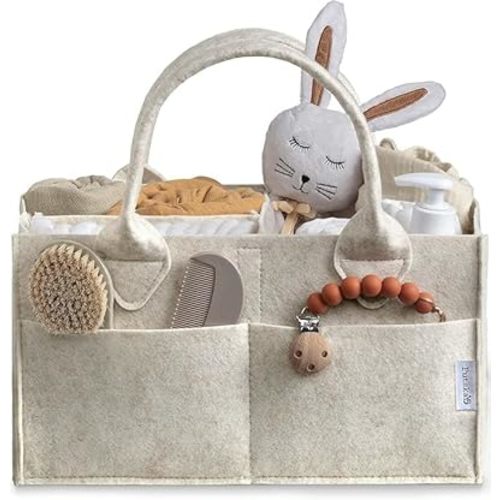 PUTSKA Baby Diaper Caddy Organizer - Nursery Storage Basket for Diaper Station, Baby Basket Shower Gift List and Registry Must-Have, Newborn Essentials, Nursery Decor for Boy or Girl-White,Extra Large