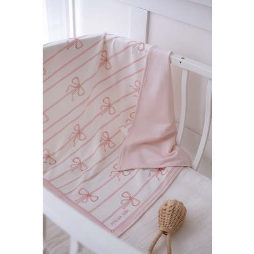 Double-Sided Baby Blanket - Ribbon/Pink