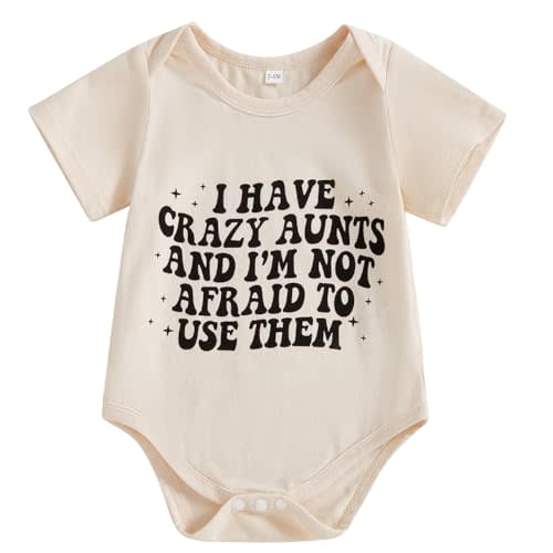 Canis Infant Newborn Baby Boy Girl Funny Auntie Bodysuit Romper Short Sleeve Letters Print Jumpsuit