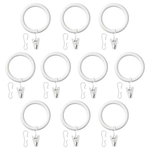 SYRLIG Curtain ring with clip and hook - white 1 1/2 "