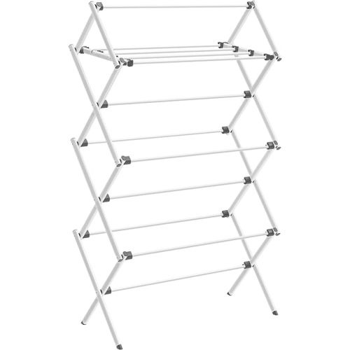 SONGMICS Foldable Clothes Drying Rack, Laundry Drying Rack, Clothes Airer, Steel Frame, 14.6 x 29.5 x 53.2 Inches, Easy Assembly, Indoor Outdoor Use, White ULLR770W01