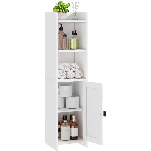Small Bathroom Storage Cabinet Corner, 7.87"Dx7.87"W x31.5"H (White)