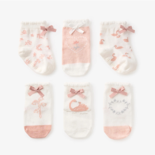 Swan Non-Slip Baby Socks 6 PK – Elegant Baby