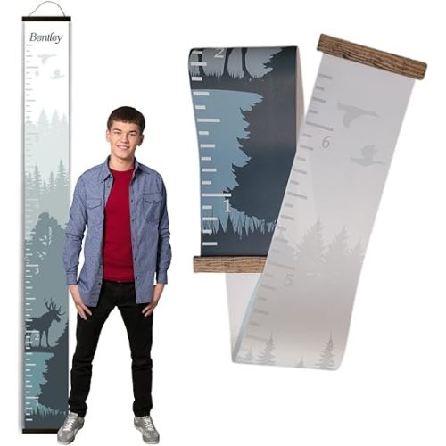 Woodlands Moose Canvas Growth Chart for Wall Nursery Decor - Ready to Hang Kids Height Wall Chart - Growth Chart for Kids - Kids Growth Chart Wall Hanging - Child Growth Chart for Wall