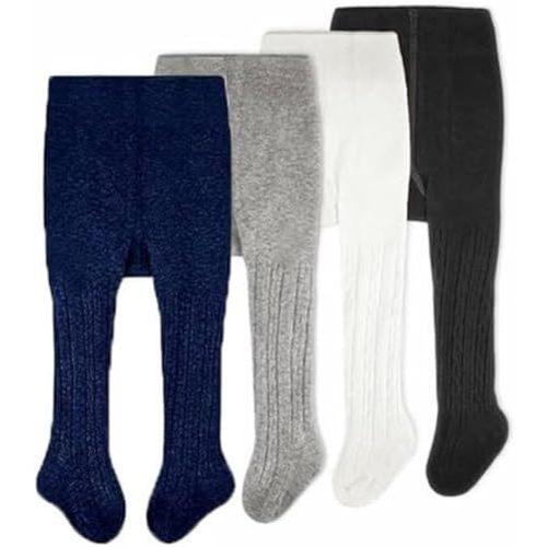 CozyWay Baby & Toddler Tights - Baby Girl and Boy Leggins Cable Knit Comfy Cotton Infant Multicolor - 4 Pack
