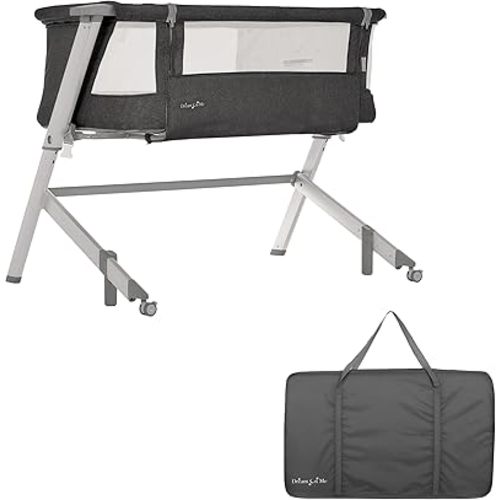 Dream On Me Skylar Bassinet and Beside Sleeper in Black, Lightweight and Portable Baby Bassinet, Five Position Adjustable Height, Easy to Fold and Carry Travel Bassinet, JPMA Certified