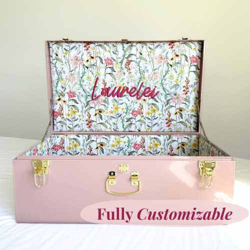 Custom Wildflower Baby Girl Nursery Gift for Newborn Keepsake Holder Trunk Personalized Toddler Storage Heirloom Gift for Daughter with Name