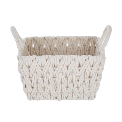 Better Homes & Gardens Medium White Woven Rope Decorative Storage Basket, 2 Pack