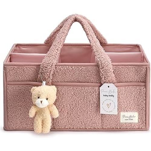 PeraBella Baby Diaper Caddy Organizer for Changing Table, Baby Storage Basket for Diapers and Baby Wipes, Gift for Baby Shower, Car Caddy Organizer, Nursery Diaper Organizer, Portable Diaper Storage