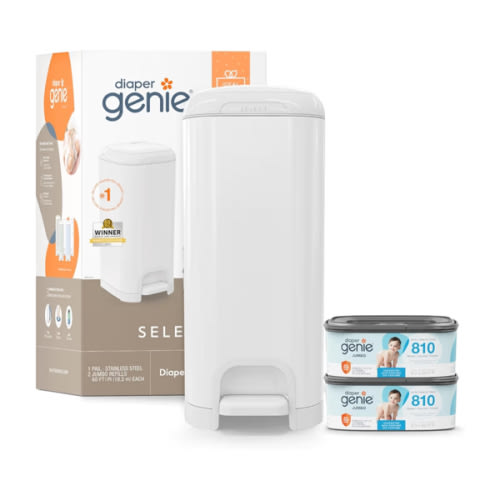 Diaper Genie Select Pail Registry Gift Set (White)