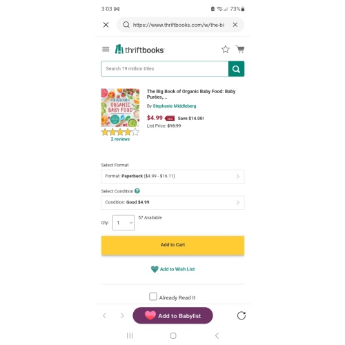 The Big Book of Organic Baby Food: Baby... book by Stephanie Middleberg