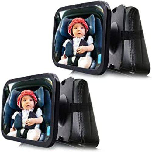 Baby Car Mirror, 1 Pack/2 Pack Large Safety Car Seat Mirror, Baby Car Seat Mirror for Rear Facing Infant Child with Wide Crystal Clear View, for Rear Facing Infants, Babies, Kids and Child (2-Pack)