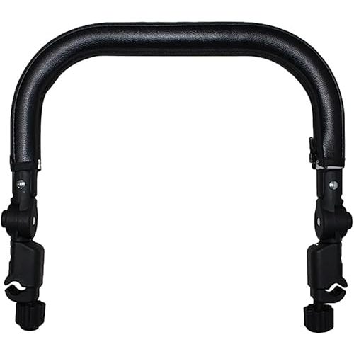 Baby Stroller armrest Black PU Leather Bumper, Universal Handle, Detachable Stroller Rod, Replacement Stroller Bumper