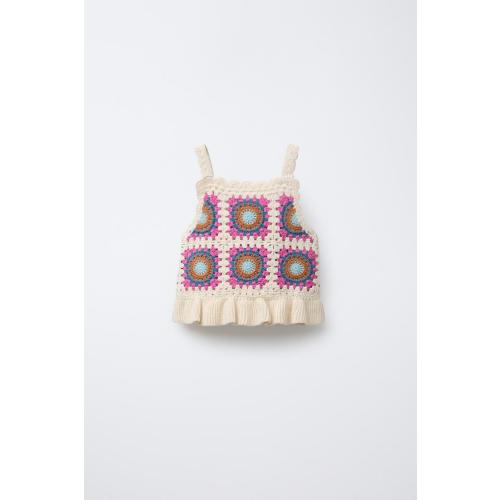 RUFFLED CROCHET KNIT TOP - Multicolored | ZARA United States