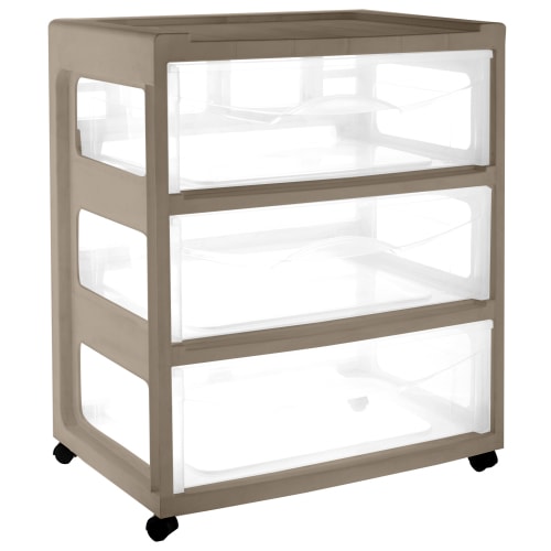 Mainstays 3-Drawer Wide Storage Cart, Washed Stone