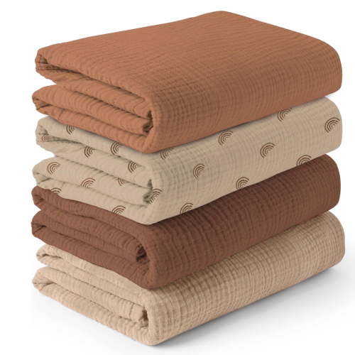 Muslin Swaddle Blankets - 4 Pack | Soft & Breathable Baby Blankets for Newborn Boy/Girl (47" x 47")