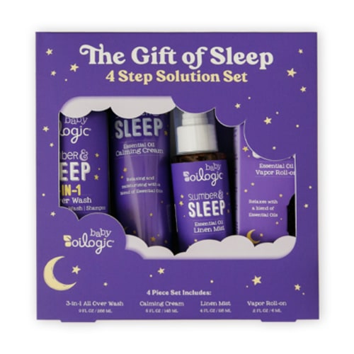 Oilogic, Baby Sleep Bundle, Essential Oil Roll on .2 oz, Vapor Bath 9 oz, Calming Cream 6 oz, Linen Mist, 4 oz