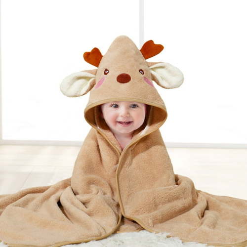MONEHANE Baby Bath Towel, Absorbent Large Hooded Towel for Kids, Newborn, Babie, Toddler, Infant, elk, 31.5 x 31.5 inch