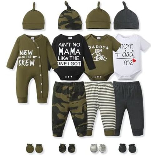 NZRVAWS Preemie Newborn Baby Boy Clothes Infant Clothing Romper Pant Outfits Set Layette Essentials 19 Pieces 0 3 6 12 Months