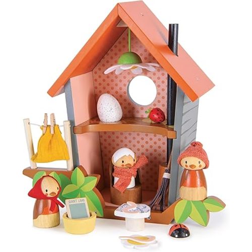 Tender Leaf Toys - Robin’s Nest Box - Wooden Toy Birdhouse with Bird Family and Accessories - Imaginative Play Set - Develop Creative Storytelling and Improve Fine Motor Skills - Age 3+