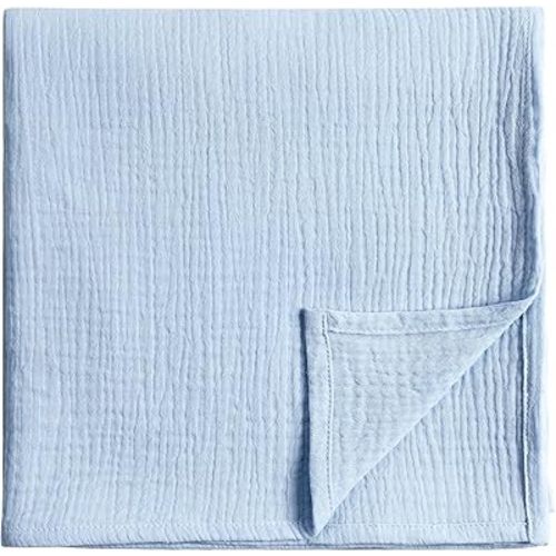 Meracorallo Muslin Swaddle Blanket, 100% Organic Cotton Receiving Blanket Soft and Breathable Swaddle Wrap for Baby Boys and Girls, Sky Blue