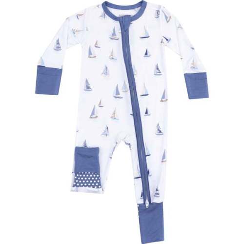 2 Way Zipper Romper, Sailboats Blue - Angel Dear | Maisonette