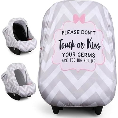 Metplus 2-in-1 Baby Car Seat Cover, Multi Use Cover for Baby Car Seat Canopy with Privacy Sun Shade, Protect Your Baby's Safety Seat with Style, Infant Carrier Covers for Boys & Girls