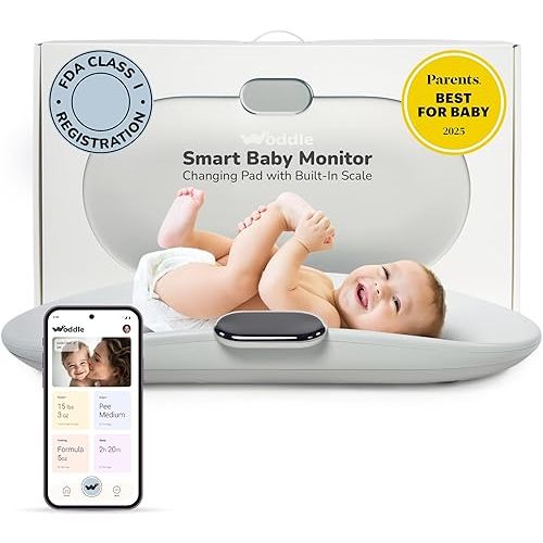 Woddle Multifunctional Smart Baby Changing Pad with Precision Scale for Critical Weight Monitoring + AI App, Noise Machine, Warmer, Night Light, Touchscreen Tracker, All-in-One