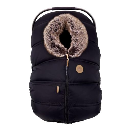 PETIT COULOU Winter Baby Car Seat Cover - Breathable, Extra Warm and Cozy Carrier with Patented Structural Frame – Protects your Infant or Newborn Against Extreme Cold Weather, Rain and Wind (Onyx)