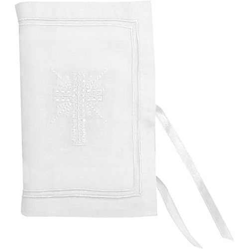 Stephan Baby Keepsake Bible with Embroidered Cover and Ribbon-Tie Closure, White