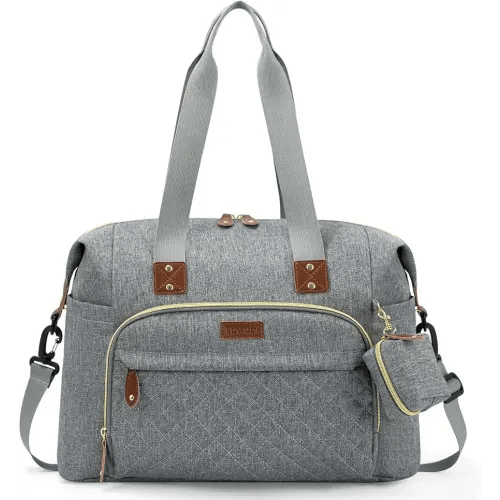 Tuwubi Diaper Bag Tote,Baby Diaper Bag with Pacifier Case Large Travel Diaper Tote Caddy for Mom and Dad Multifunction Large Baby Bag - Light Grey