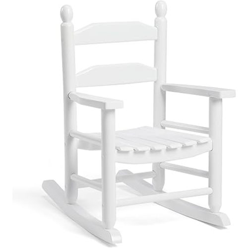 Child's Wood Porch Rocker - Perfect for Indoor or Outdoor All Weather Porch Rocker for Garden,Lawn,Balcony,Backyard and Patio Porch Rocker Use - Suitable for 3-7 Years Old(White)
