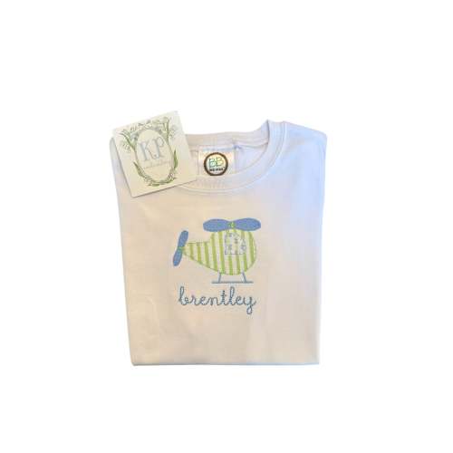 Boys Applique Helicopter Short Sleeve Tshirt