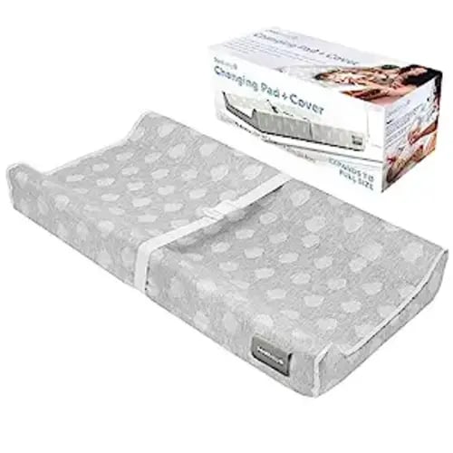 Jool Baby Changing Pad - Contoured, Waterproof & Non-Slip, Includes a Cozy, Breathable, & Washable Cover (Gray)