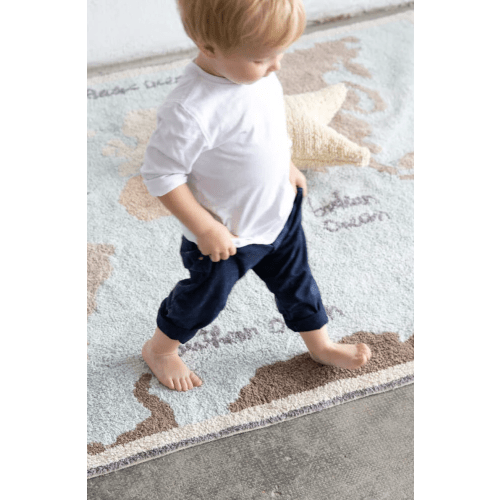 WASHABLE AREA RUG VINTAGE MAP