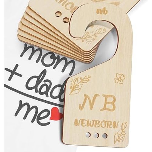 Baby Closet Dividers for Clothes Organizer - 8 PCs Double-Sided Carving Wooden Baby Wardrobe Divider for Baby Nursery from Newborn to 24 Months - Perfect Toddler Clothes Organizer (Lucky Clover)