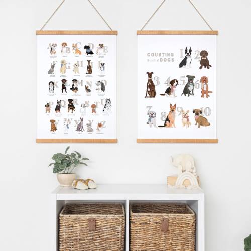 Dog Nursery Print Art Set - Alphabet Print Set - Digital Download - Gender Neutral Nursery Decor - Dog Nursery Decor - Animal Nursery Art