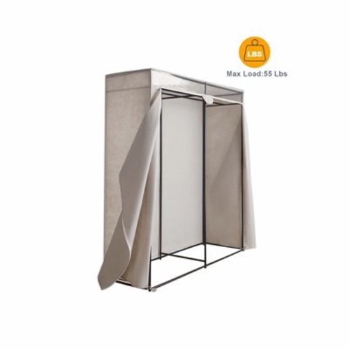 Mainstays Adult Single Steel Tier Zippered Extra Wide Clothes Closet, 60", Grey Pumice