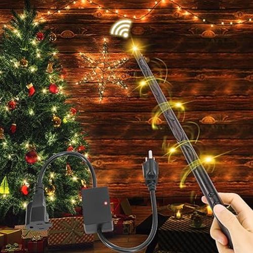 Magic Wand with Wireless Remote Control - Christmas Tree Light Switch Kit for Xmas String Lights (Battery Not Included)