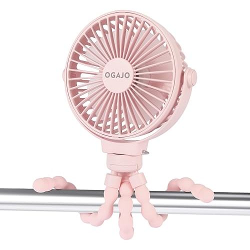 Portable Stroller Fan,With Flexible Tripod and 3 Speeds Clip On Car Seat Fan Mini Small Personal Handheld Battery Powered USB Fan, for Pram Crib Bike Treadmill Camping and Student Bed Desk