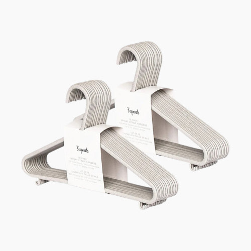 3 Sprouts Wheat Straw Hangers - Grey, 30