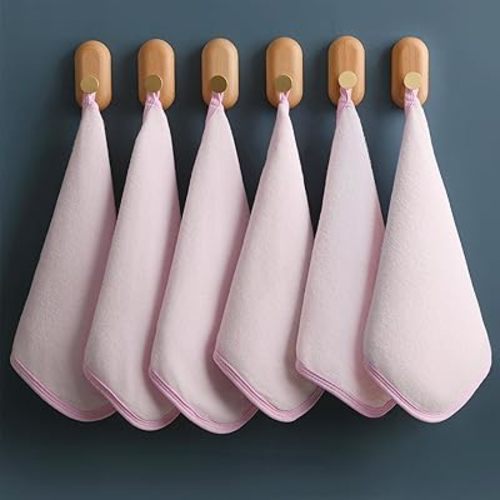 Gina Era Baby Washcloths, Rayon Made from Bamboo - 2 Layer Soft & Absorbent & Hypoallergenic Newborn Bath Face Towel - 10 x 10 Inch for Infant Girl and Boy (Pink)