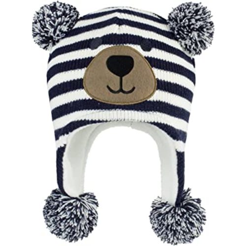 Century Star Baby Boy Hat Winter Fleece Lined Hat Knit Earflap Kids Caps Infant Toddler Hats for Baby Girls with Pom Pom