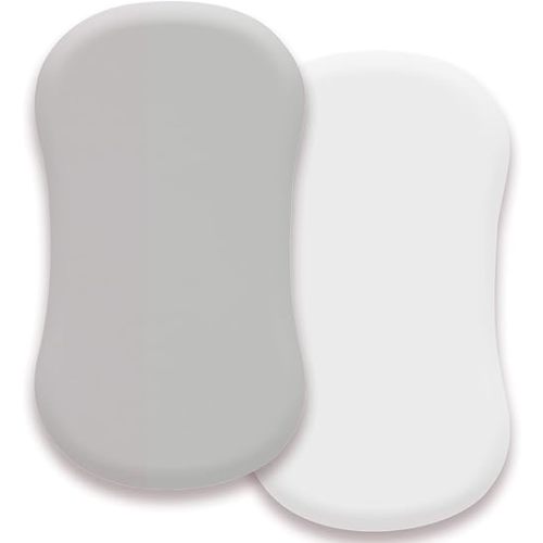 AMROSE Heavenly Soft Microfiber Bassinet Sheets, Fit for Halo Bassinest Swivel Sleeper, 2 Pack Hourglass Bassinet Mattress Sheet Set for Boys Girls, White & Gray