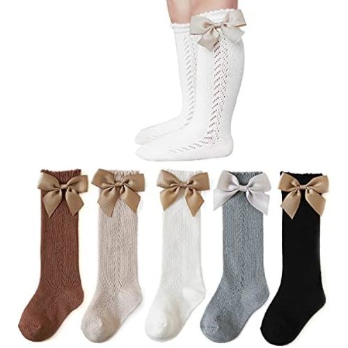 EPEIUS Baby Girls Boys Uniform Knee High Socks Tube Ruffled Stockings Infants and Toddlers (Pack of 3/5)