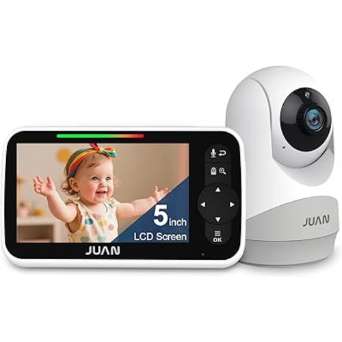 JUAN Baby Monitor with Camera and Audio, No WiFi 100% Private, 3500mAh Long Battery, 1000ft Range Connection, Remote Pan-Tilt-Zoom, Crystal Night Vision, 2-Way Talk for Newborn Infant