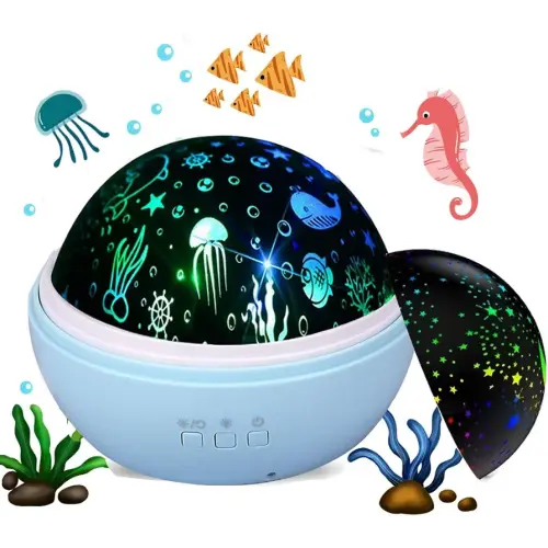 Baby Light Projector, Star Moon and Ocean Wave Sensory Projector Rotating Lights, Rechargeable Sensory Lights for Girls Boys