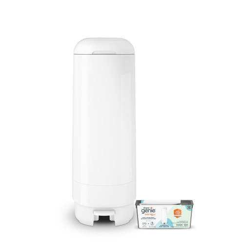 Diaper Genie Signature Pail Includes 1 Easy Roll Refill with 18 Bags | Holds Up to 846 newborn-Sized Diapers Per Refill white 1.0 Count
