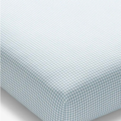 Ditsy Gingham Classic Cool Organic Cotton Percale Fitted Crib Sheet